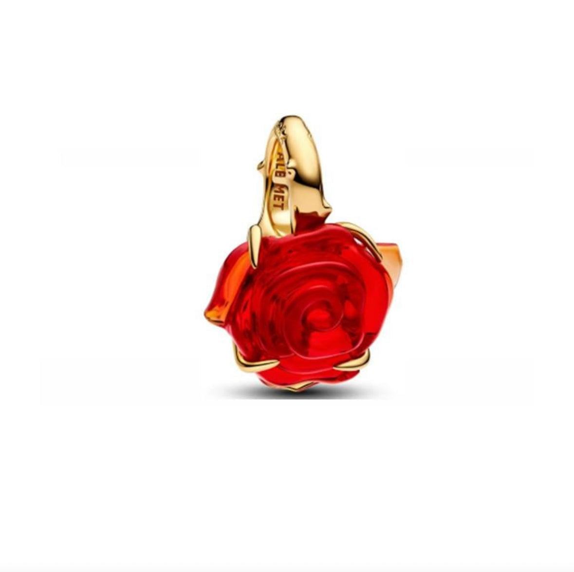 Gold and red rose charm