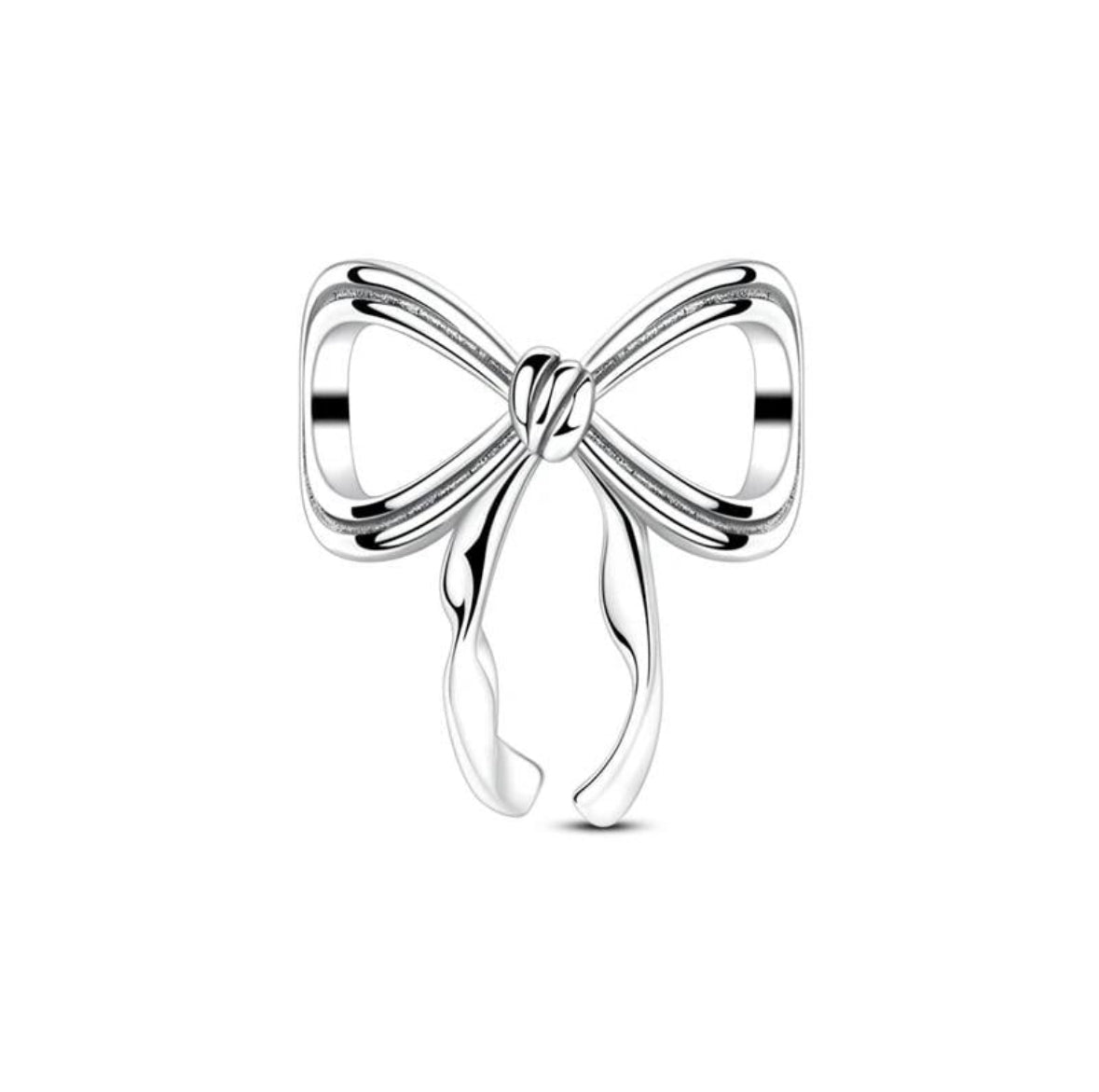 Silver bow charm