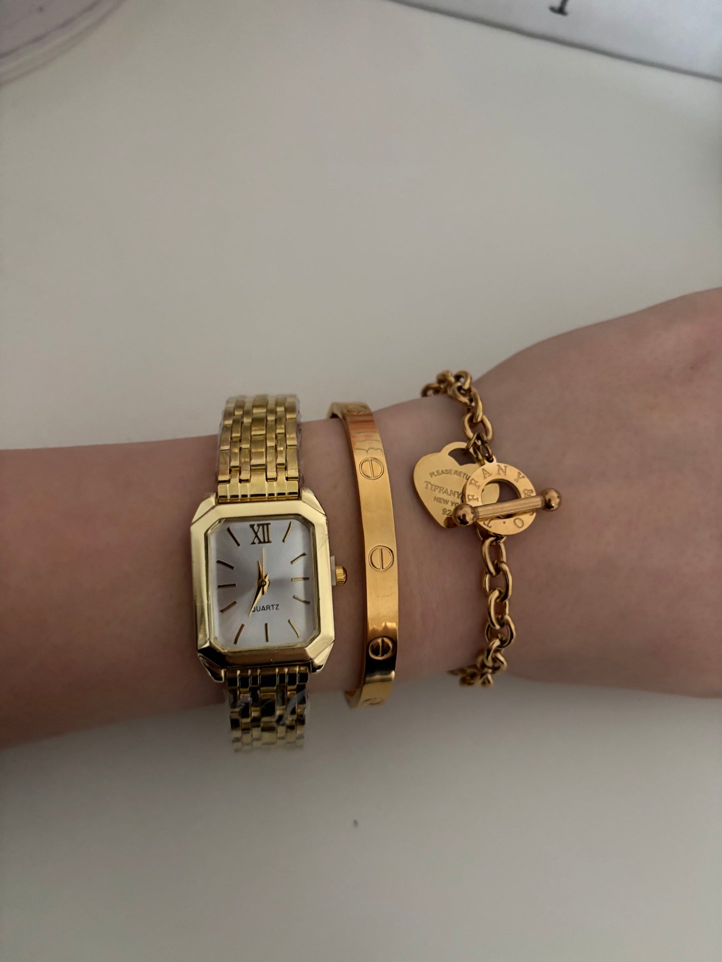 White luxury bracelet stack