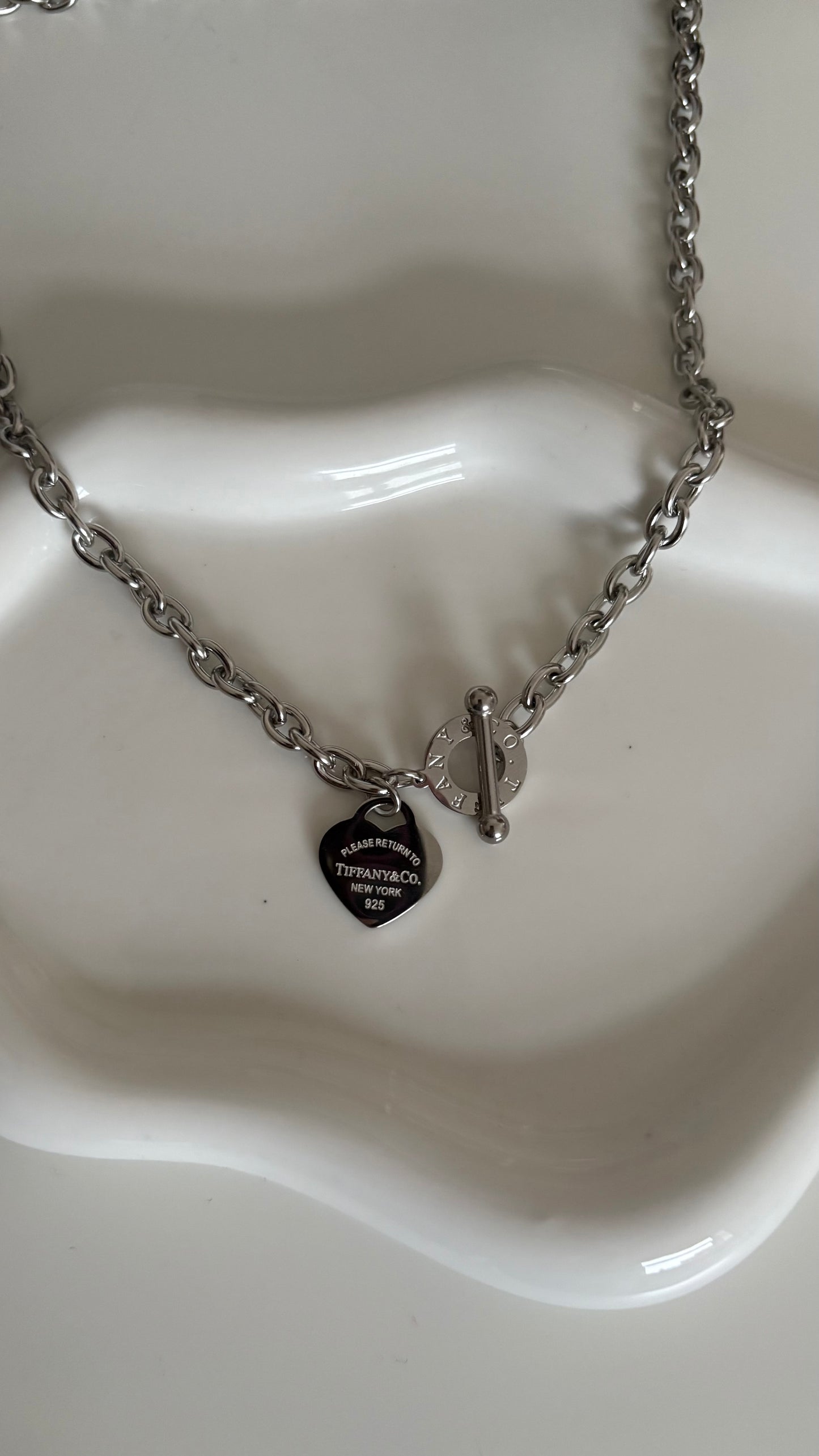 Silver chunky heart necklace