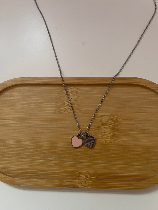 double heart pink necklace (pre order)