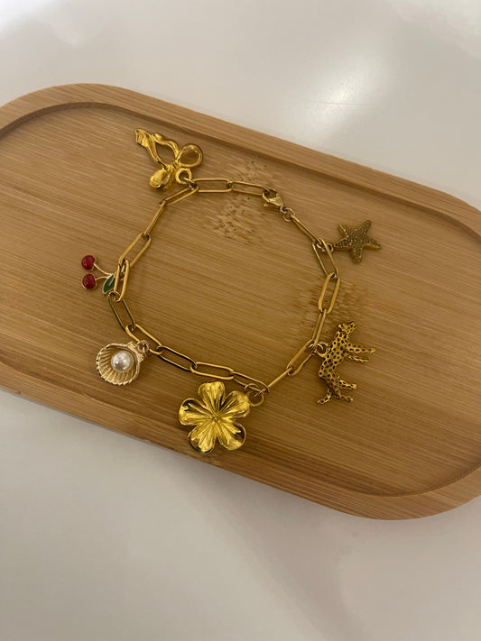 cheetah and cherry gold bracelet