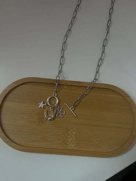 lucky girl silver necklace