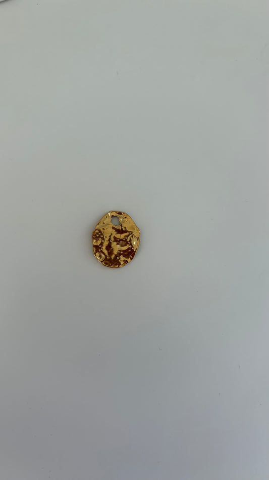 Large textured gold circle charm