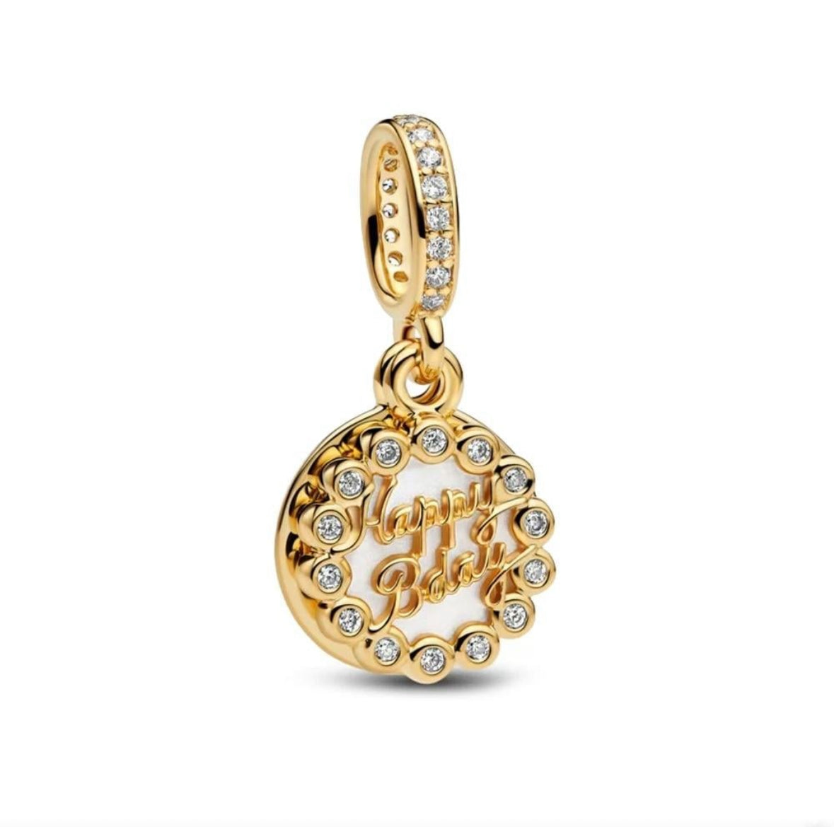Gold happy birthday charm