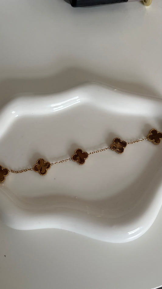 Brown and gold clover bracelet