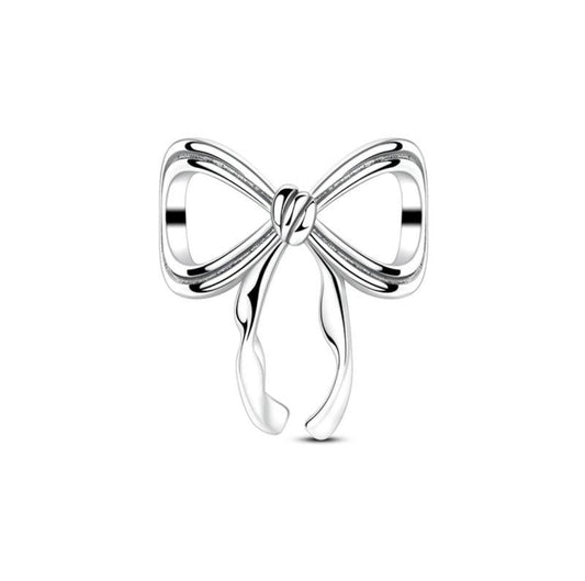 Silver bow charm