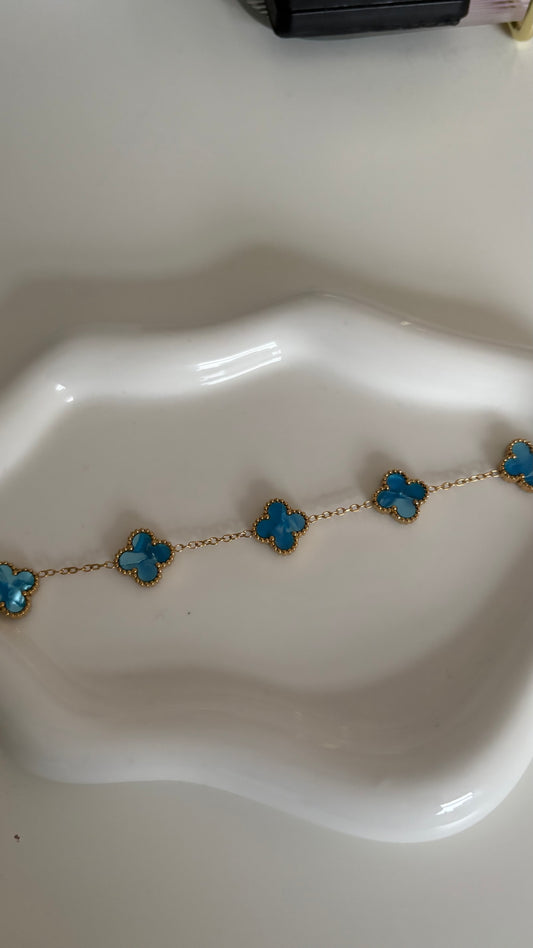 Ocean and gold clover bracelet