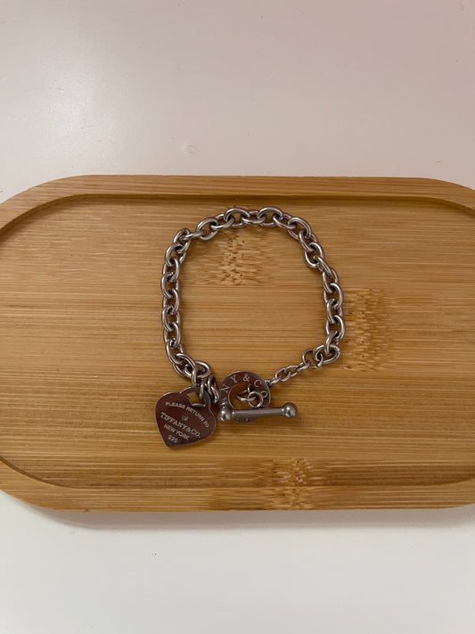 chunky silver heart bracelet (pre order)