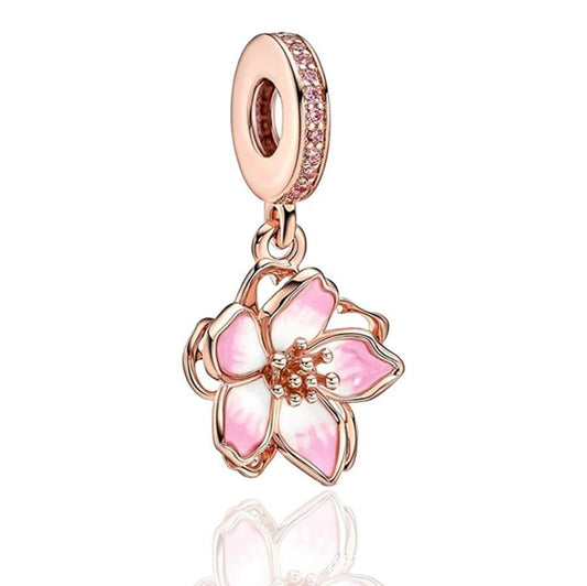 Rose gold cherry blossom charm