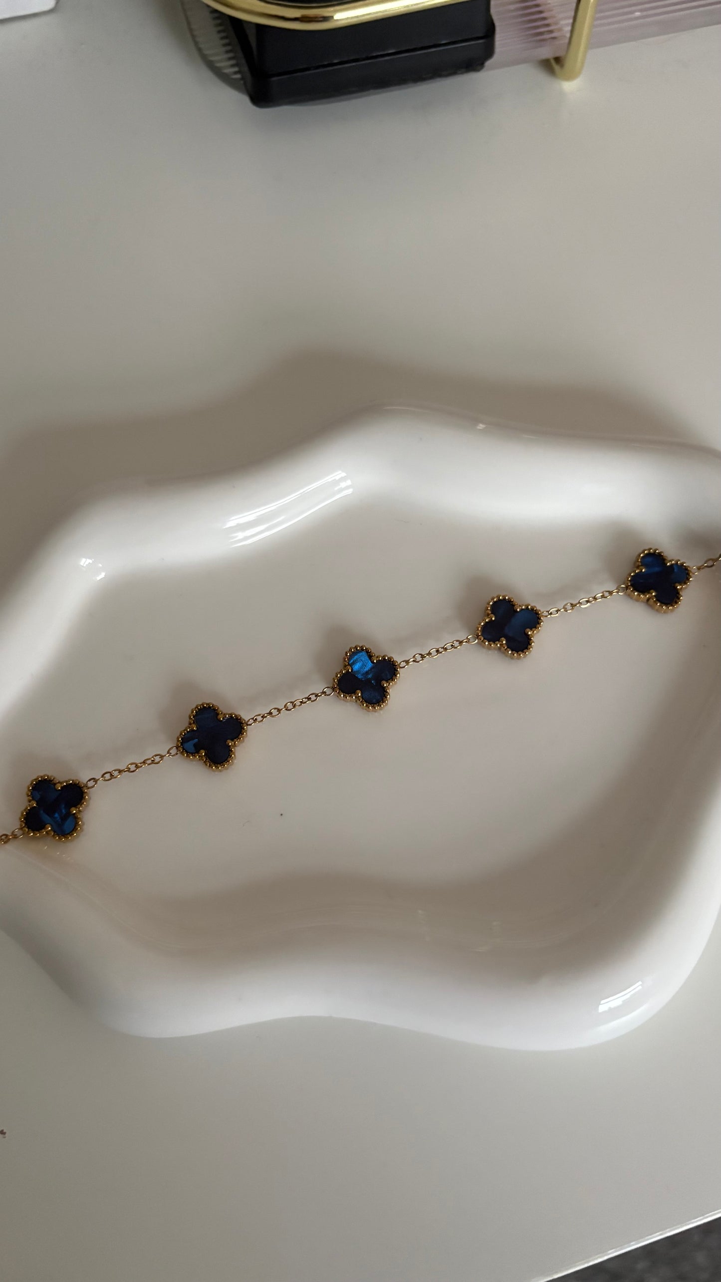 Navy and gold clover bracelet