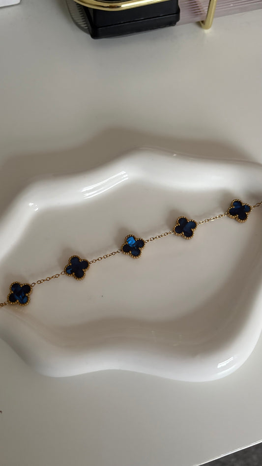 Navy and gold clover bracelet