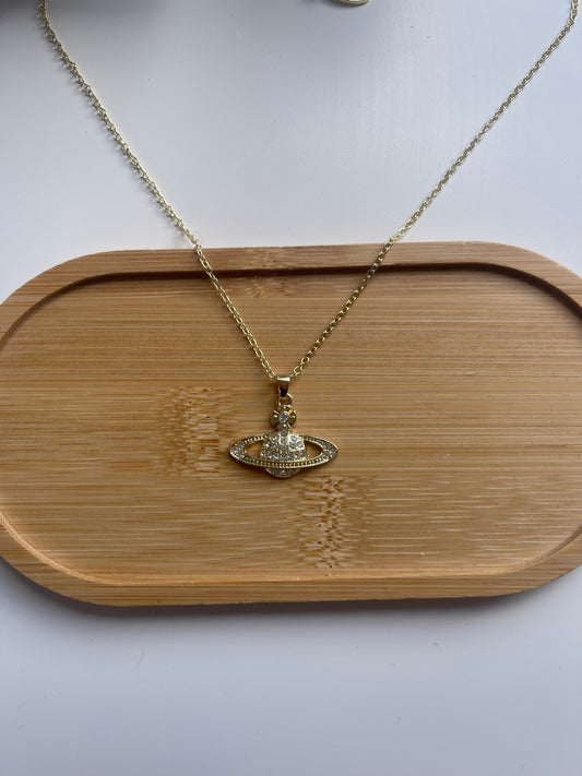 Gold Saturn necklace