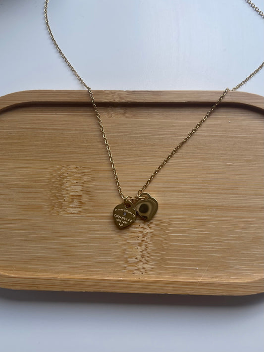 Gold double heart necklace